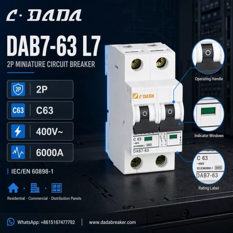DAB7-63 L7 2P MCB - Dúdlik, kompakt beskerming foar ferdieling Panels